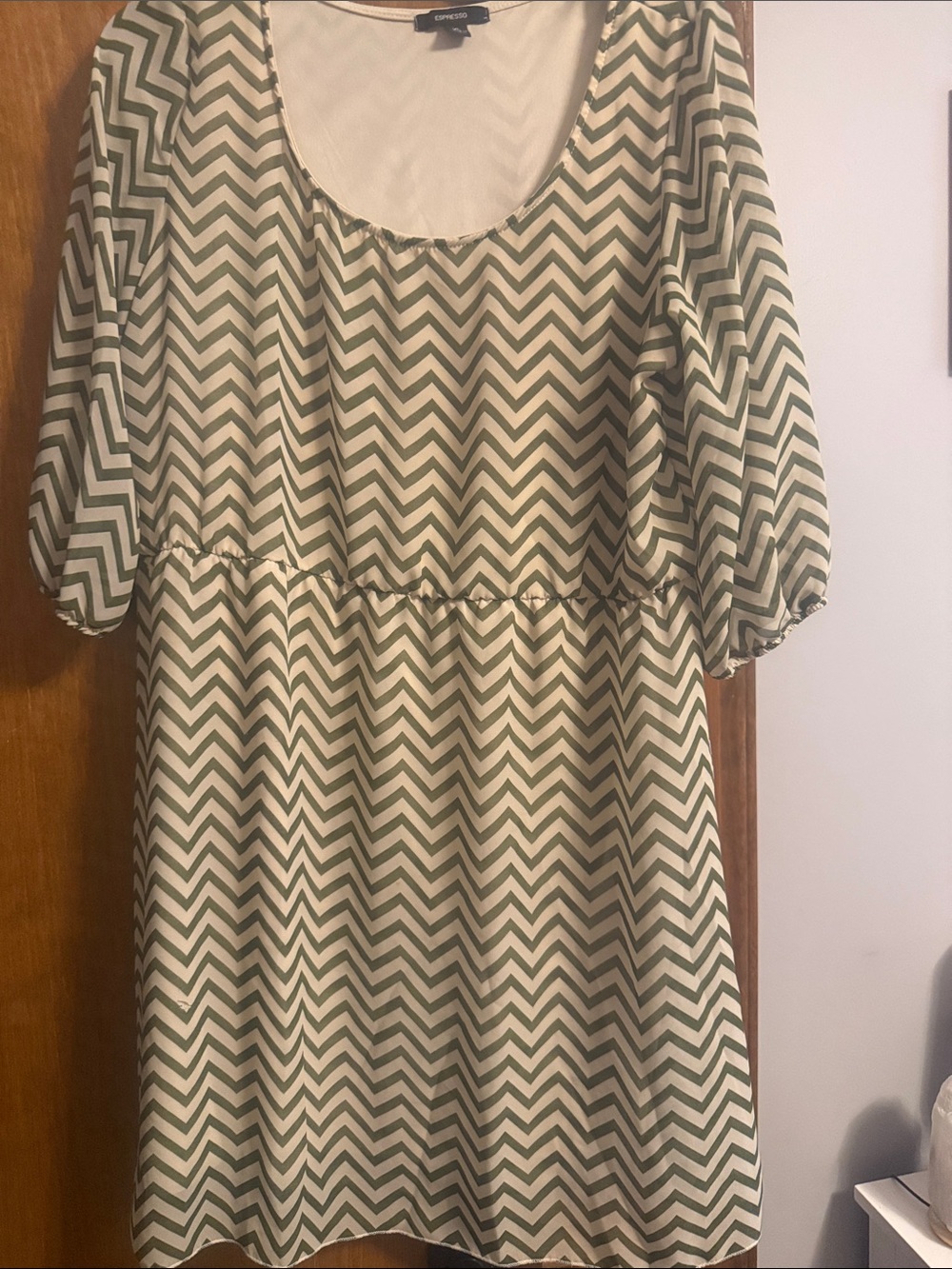 Espresso Green and Cream Chevron Womens Dress